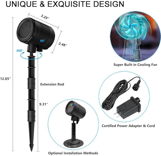 Christmas Projector Lights Outdoor, 3 Color Laser Starry Light Show with RF Remote Control for House Patio Garden Outside Holiday Decoration Indoor Wedding Party Holiday Xmas Gift - Black