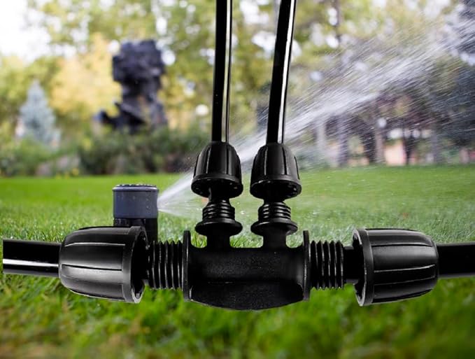 1/2 Inch to 1/4 Inch Tubing Irrigation Fittings for (1/2'' ID x 0.60''-0.63'' OD) 16mm Drip Tubing,Locked Barbed Tee Connectors, Anti-Drop Quality Fitting Barbed Tee 4-Way (Black-10)