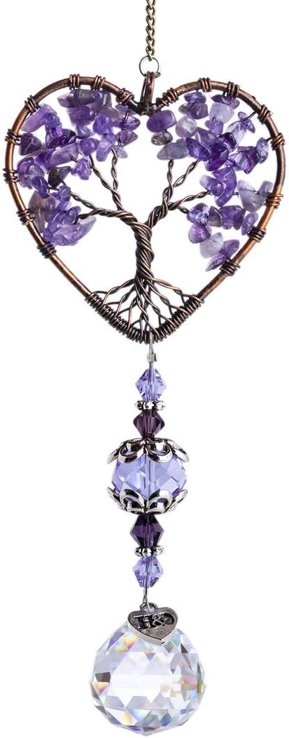 H&D HYALINE & DORA Sun Catcher Crystal Tree of Life Rainbow Maker Drops Hang for Window, Home Decor, Car Charms