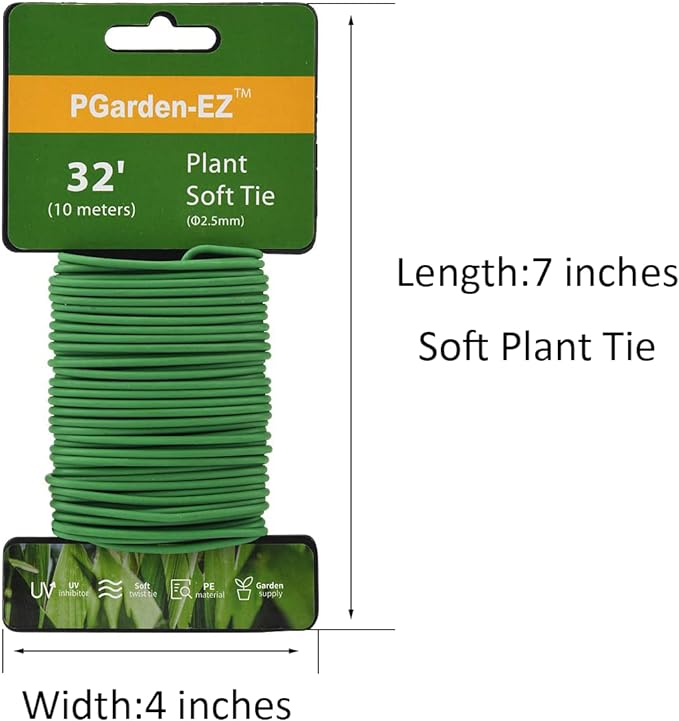 Plant Ties - 32.8ft Soft Twist Ties Green TPR Garden Ties Supply, for Supporting Plants Tomatoes Office Home Organizing