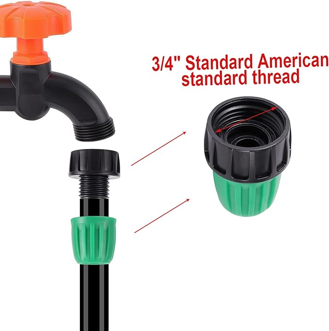 1/2” PVC Garden Irrigation Tubing Hose 33FT(10M),（OD:16mm,ID:12mm） With Lock Connector For Drip Irrigation System (33FT(10M))