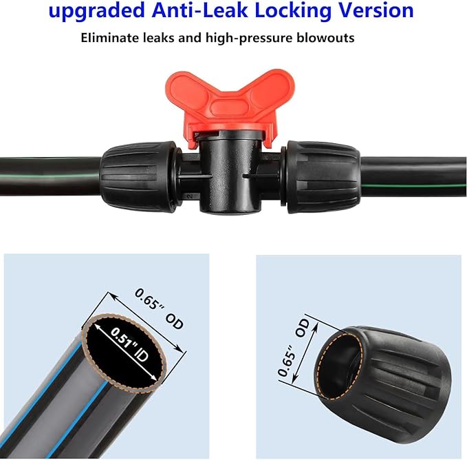 10Pcs Drip Switch Valve, In Line Barb Switch Valve for 1/2 Inch Drip Pipe (1/2" ID x0.64'' OD), Leak-Proof Direct Irrigation Component for Garden Systems