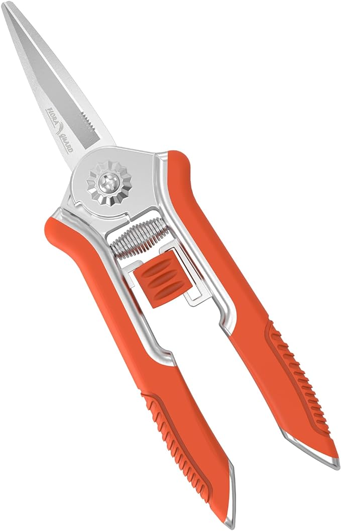 FLORA GUARD 6.5 Inch Micro-Tip Pruning snip Gardening Hand Pruning Shears Trimming Scissors with Stainless Steel(Orange)