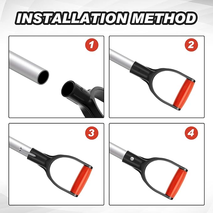 Kathfly 4 Pcs Shovel D Grip Handle 1-1/4" Inner Diameter 32mm Snow Shovel Handle Replacement Camp Scoop Grain Shovel Hand Protect Garden Raking Accessories Tools for Gardening Raking Digging