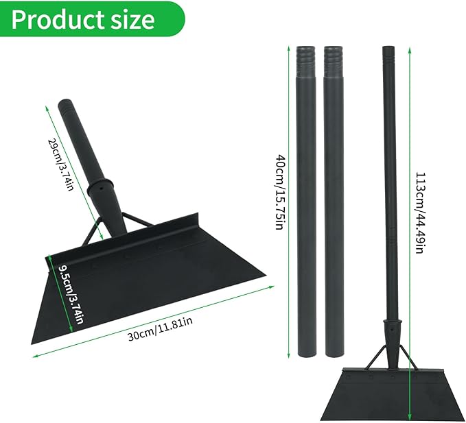 45" Multifunctional Garden Cleaning Shovel with Glove, 11.8" Wide Heavy Duty Gardening Shovels Flat Cleaning Shovel Outdoor Gardening Tool for Ice Removal Digging Lawn Edging