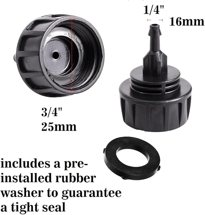 3/4 Inch Female Pipe Thread to 1/4 Inch Drip Irrigation Tubing Adapter: 12pcs 1/4 In. Barbed Drip Line x 3/4 In. Irrigation Hose Connectors 3/4" Garden Hose to 1/4" Drip Tubing Drip (1/4 Inch)