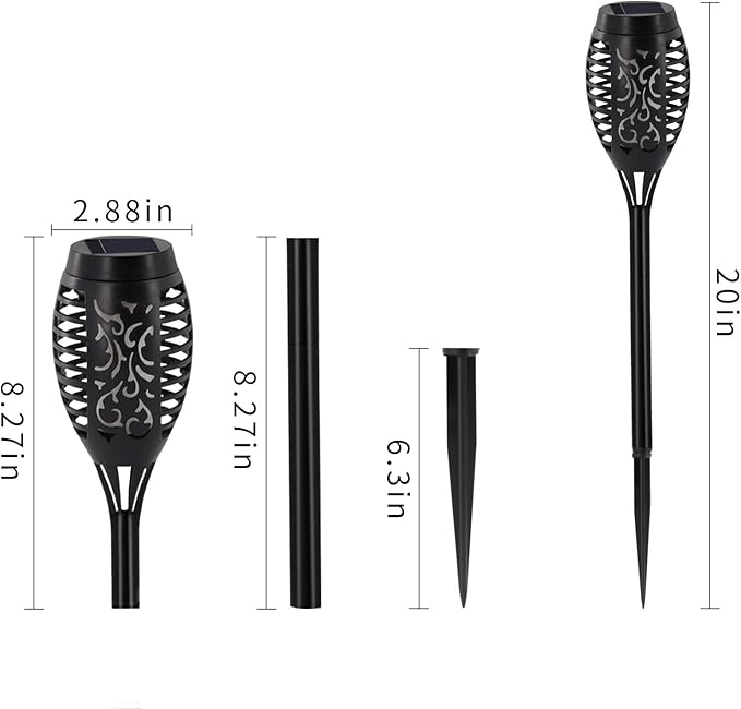 Outdoor Solar Lights Blue, 12 Pack Solar Torch Lights with Flickering Flame Waterproof Mini Tiki Torches for Landscape Garden Pathway Dusk to Dawn Auto On/Off