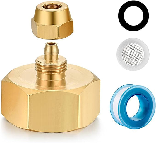 Garden Hose Drip irrigation Adapter,Brass 3/4"GHT Female Thread to 1/4 Water Hose drip irrigation fittings hose fittings (1 Set)