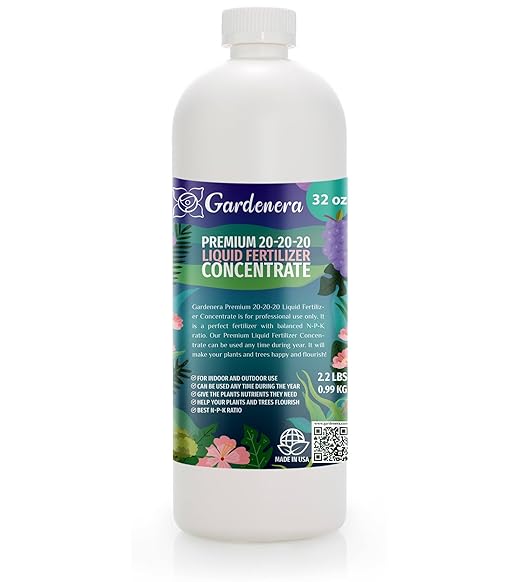 𝐏𝐑𝐎𝐅𝐄𝐒𝐒𝐈𝐎𝐍𝐀𝐋 All-Purpose 20-20-20 Liquid Fertilizer Concentrate for Lawns, Grass, Plants, Vegetables, Fruits & Flowers | 20-20-20 Liquid Fertilizer for Indoor and Outdoor Plants (32 OZ)