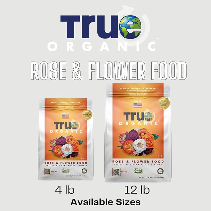 True Organic Rose & Flower Food – Organic Fertilizer for Stunning Blooms – 4lb Bag Covers 70 Sq. Ft.