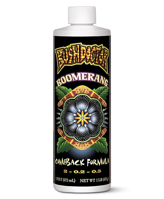 Fox Farm Bushdoctor Boomerang Fertilizer - for Fast Recovery of Stressed Plants, Root Health, Solubilized Nutrition - Perfect for Hydroponic & Soil Application- NPK 2-0.2-0.3, (Pint)