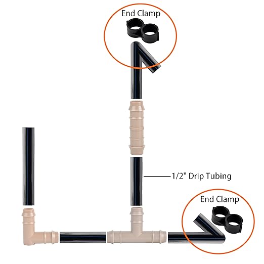 Drip Line End Plugs Fittings Connectors for 1/2" Drip Tubing, Shut-Off End Clamp Drip Irrigation Parts for Irrigation System-20Pcs/pack