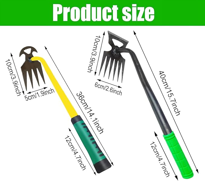 2Pcs Gardening Hand Weeder Tools, Weeding Artifact Uprooting Weeding Tool, Sharp Manganese Steel Weed Puller Tool, Manual Garden Weeders Tools for Vegetable Backyard Loosening Planting Weeding