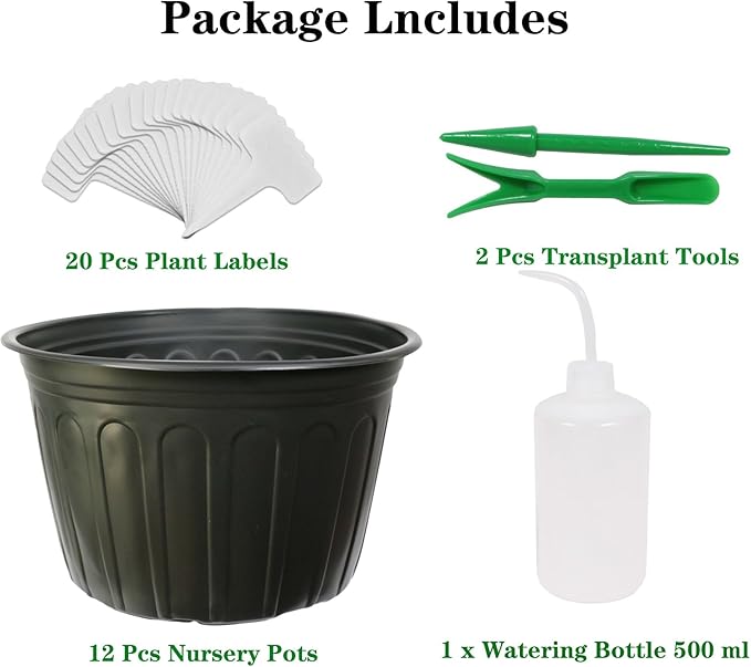 12-Pack 5 Gallon Flexible Plastic Plant Pots,Thickened Soft Seed Starting Container for Indoor Outdoor Plants, Seedlings, Vegetables, Succulents and Cuttings