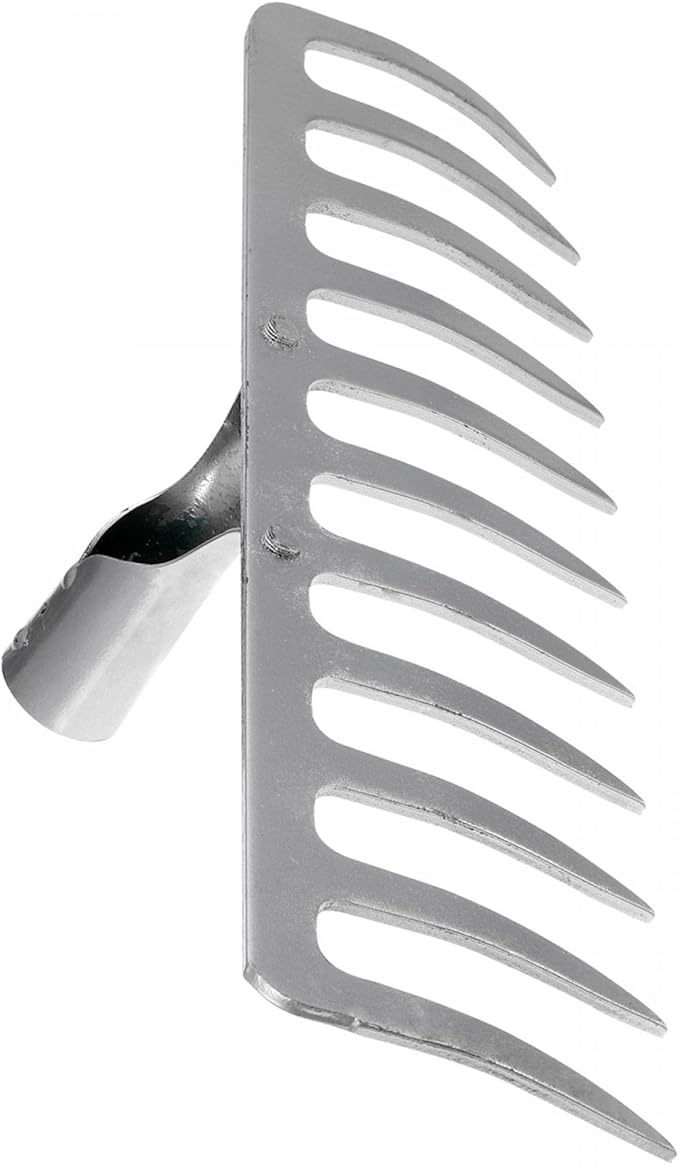 uxcell 11 Teeth Garden Rake Head, Galvanized Manganese Steel Stone Rake for Garden Farm Backyard Without Handle Hard Rake Head Only, Silver Tone