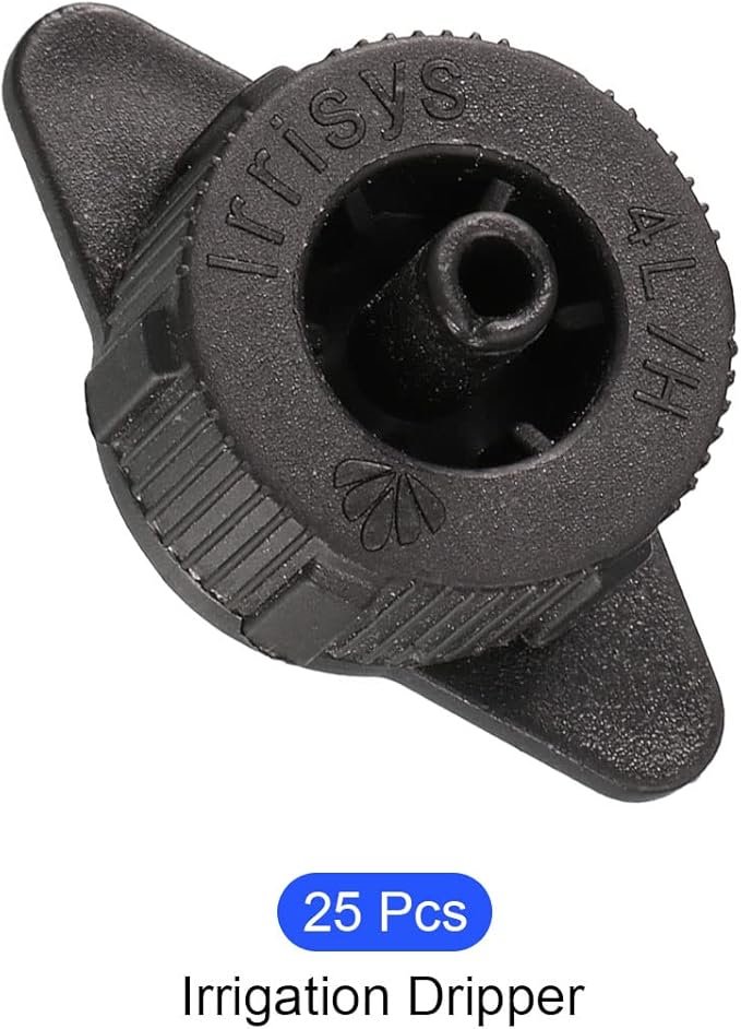 METALLIXITY Pressure Compensating Dripper, (1 Gallon Per Hour) 25Pcs, Plastic Irrigation Drip Emitters - for Watering Garden Lawn Plants, Black