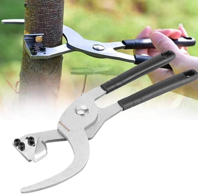 Qinlorgo Stainless Steel Garden Hand Tools, Fruit Tree Ring Peeler Ring Stripper Knife, Greenhouse for Home Garden