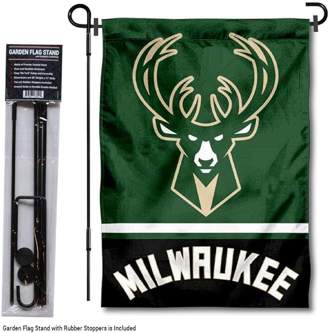 WinCraft Milwaukee Bucks Garden Flag with Stand Holder