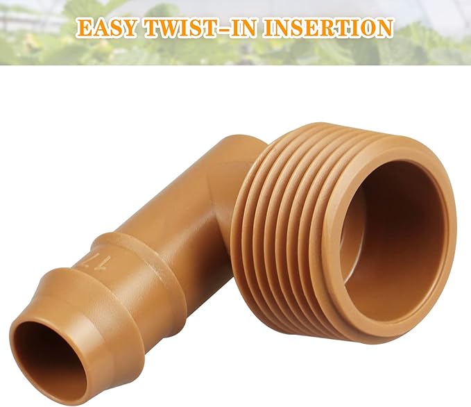 1/2 Inch Threaded Drip Irrigation Male Adapter：Drip Irrigation Universal PVC Adapter 3/4" Male Pipe Thread (MPT) x 1/2" Barb Elbow Swing Pipe Irrigation Fittings (10 Pack))