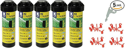 K Rain K1 1/2" Smart Set Rotor 4" Pop-Up| 15' - 30' Spray Distance, 40° - 360° Arc Spray Pattern | Includes Install Kit (5 Pack)