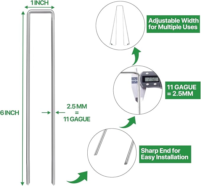 120 Pack Landscape Staples - 6 Inch Garden Stakes with Metal Yard Pins Lawn Ground Stakes Tent Stakes and Landscaping Stakes for Anchoring Sod Landscape Fabric and Irrigation Tubing