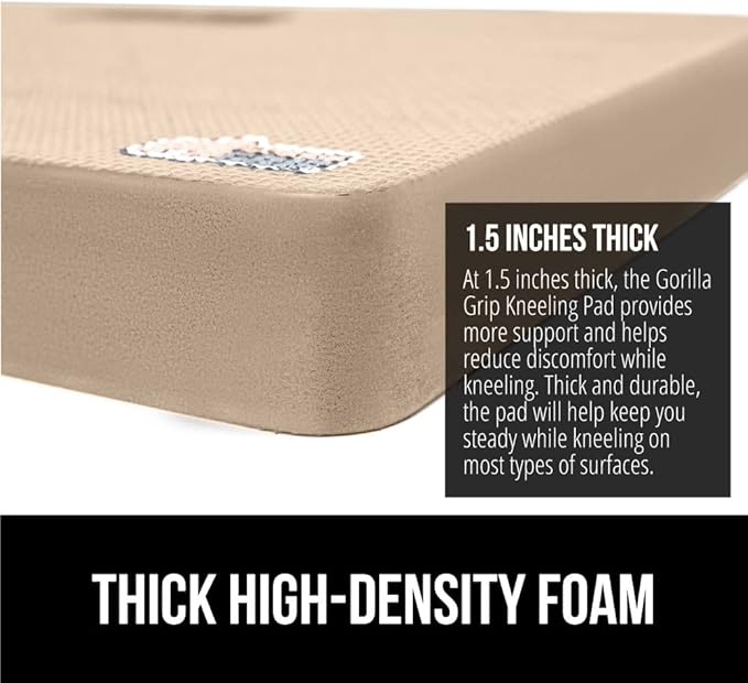Gorilla Grip Extra Thick Kneeling Pad, Supportive Soft Foam Cushioning for Knee, Water Resistant Construction for Gardening, Bathing Baby, Workout Supplies, Lightweight, Garden Work Gifts