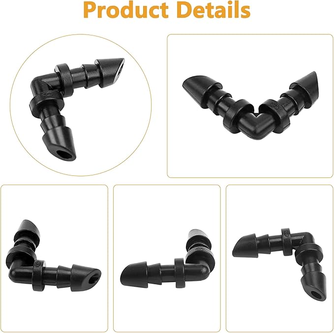 50 Pack 1/4 Inch Barbed Elbow Drip Irrigation Fittings, Barbed Drip Irrigation Connectors Fits Universal 1/4 Inch Drip Tubing, Irrigation Elbow for Drip or Sprinkler System(90 Degree Irrigation Elbow)