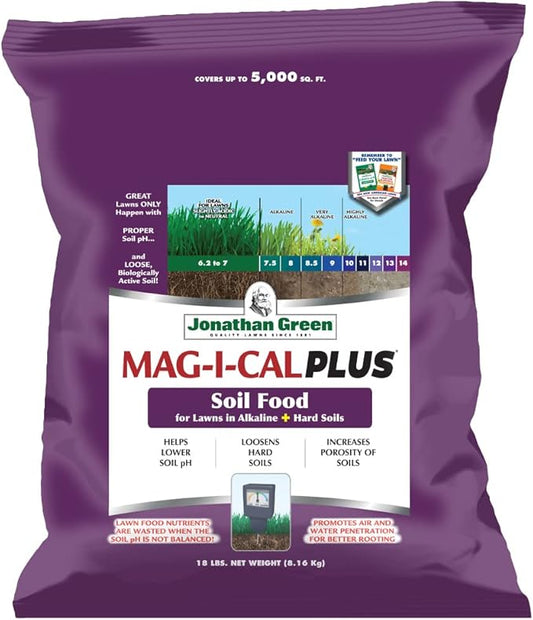 Jonathan Green (11356 Mag-I-Cal Plus Soil Food for Lawns in Alkaline & Hard Soils - Soil Amendment for Grass (5,000 Sq. Ft.), No Size, Brown