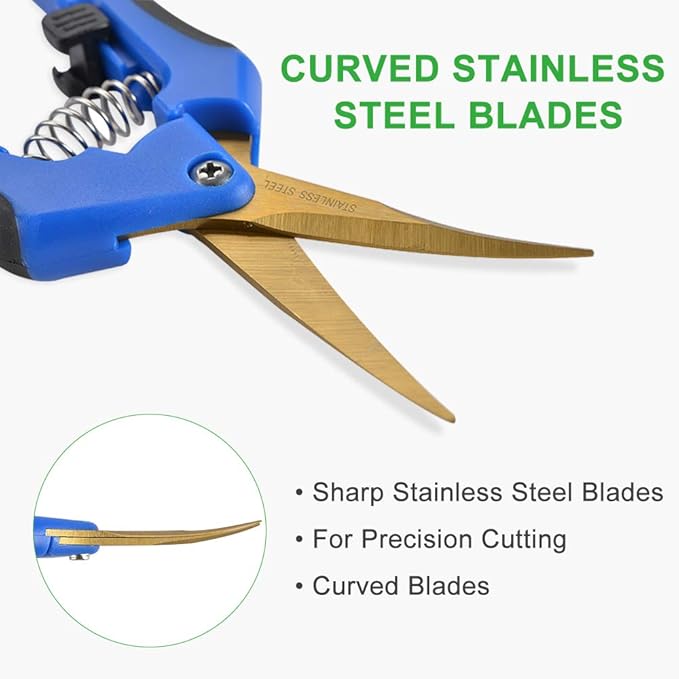 GROWNEER 6 Packs 6.5 Inch Pruning Shears with Curved Blades Trimming Scissors For Gardening Hand Pruning Snips Titanium Coated Precision Blades
