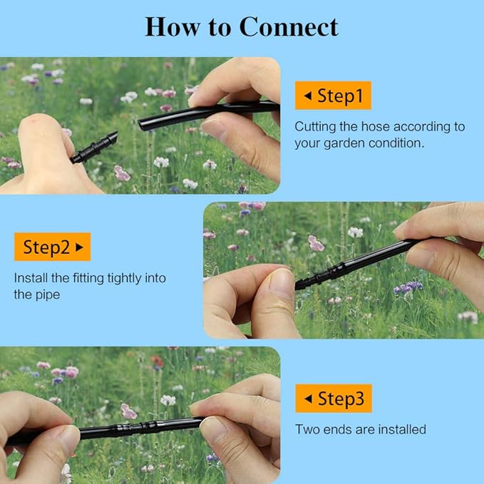 70 Pack Drip Irrigation Universal 1/4" Barbed Coupling Fitting, Barbed Connectors for 1/4" Drip Tubing