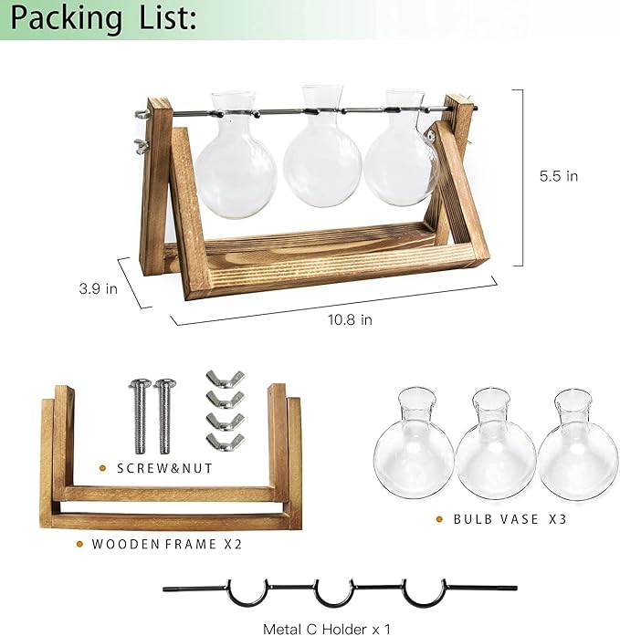 Ivolador Propagation Station, Bulb Plant Terrarium,Planter and Holder Plant Lover Gifts for Women ，Gifts for mom，Plants Home Garden Wedding Decor (3 Bulb-C Type)