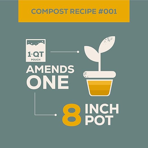 Return Organic Compost #001, 1-QT Pouch, Fertilizer for Indoor & Outdoor Garden Soil Beds, Plants & Vegetables, Potting Soil, Raised Beds, Lawns, Peat Free, OMRI Listed