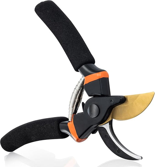 8.5" Pruning Shears,Bypass Pruning Shears for Gardening,Super Sharp Garden Clippers,Soft Grip Heavy Duty Hand Pruner,Garden Scissors Tool(Black，Made in Taiwan)