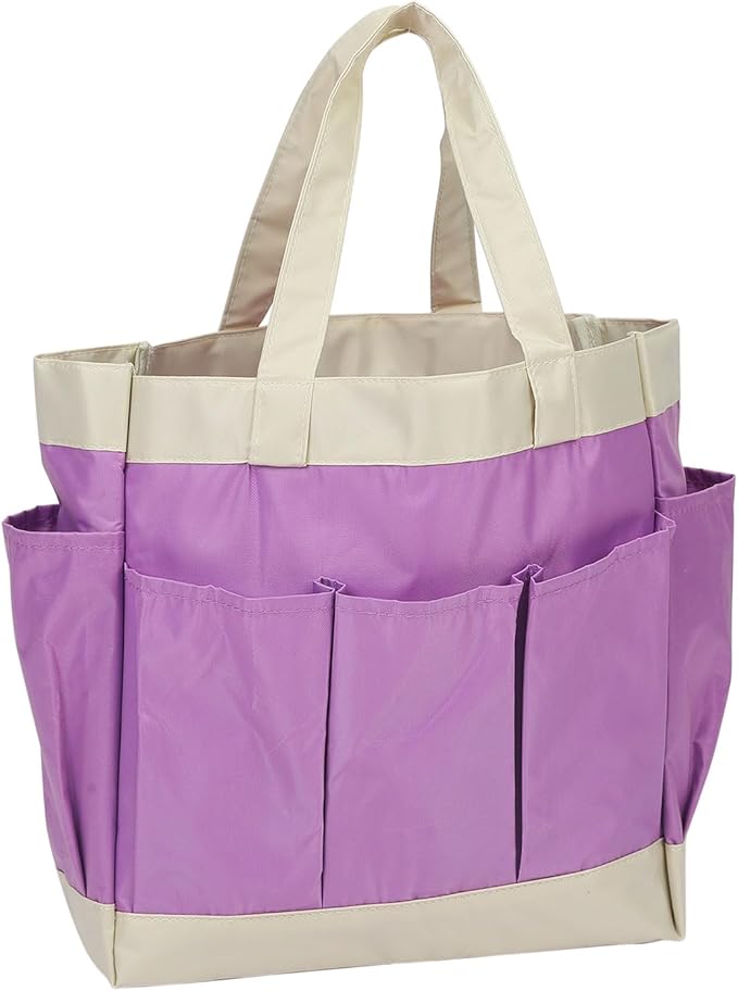 HARFINGTON Garden Tool Bag 11.2" x 5" x 11" Large Oxford Waterproof with Pockets Garden Tote Bag Gardening Plant Tool Organizer Storage Carrier Store for Outdoor Women Men, Purple