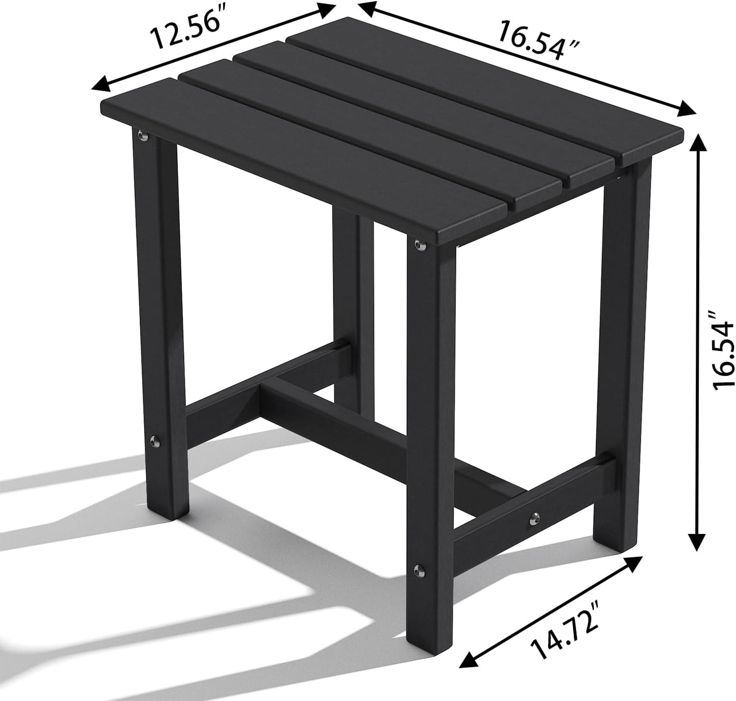 Adirondack Outdoor Side Table, Weather-Resistant/Easy Maintenance Patio Side Table for Backyard, Pool & Porch, Durable & Stylish Patio End Table, Black