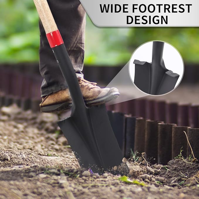 Nohovu Spade Shovel for Digging, Heavy Duty Shovel with D-Handle, Trench Shovel for Gardening, 45 Inches