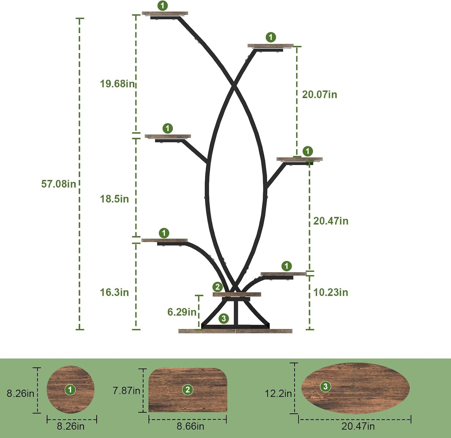 Plant Stand Indoor with Grow Light - 8 Tiered Corner Shelf for Indoor Plants, 57" Tall Plant Shelf with Lights for Indoor Growing , Sturdy Metal Plant Rack for Living Room,Balcony,Patio