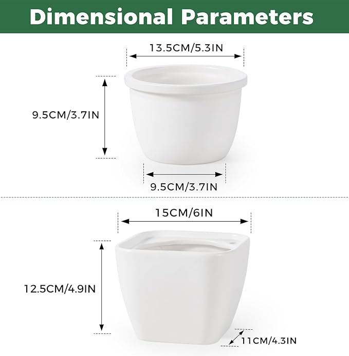 African Violet Pots, 6 Inch Self Watering Pot for Indoor Plants,Ceramic Self Watering Pots,Easy Plant Self Watering Planter for Busy Plant Lovers, Flower Pot with Absorbent Inner Pot - White