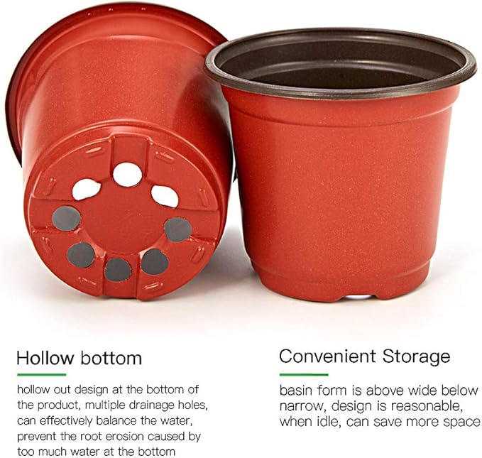 JERIA 100-Pack 4 Inch Plastic Plant Nursery Pots Come with 100 Pcs Plant Labels, Seedling Flower Plant Container and Seed Starting Pots