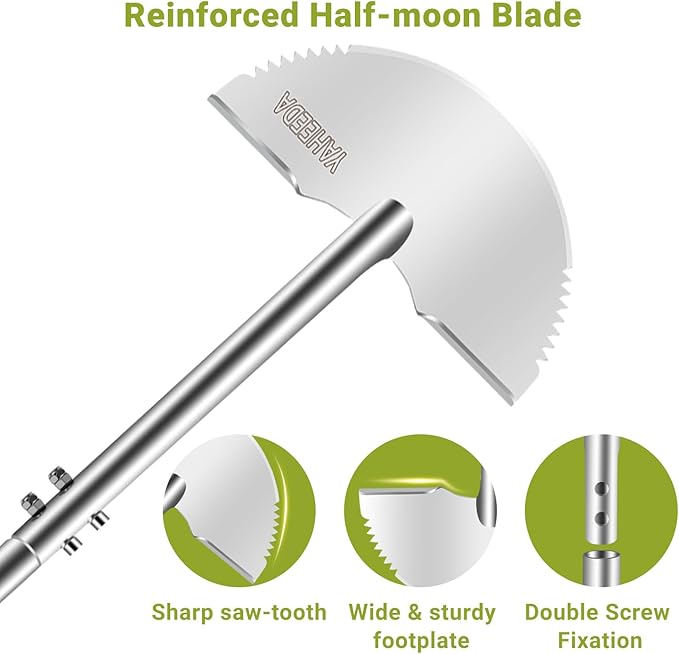Lawn Edger Tool, 38-Inch Long Stainless Steel Handle Lawn Edger,Half Moon Blade with D-Grip for Garden Boarder,Grass, Sidewalk, Yard