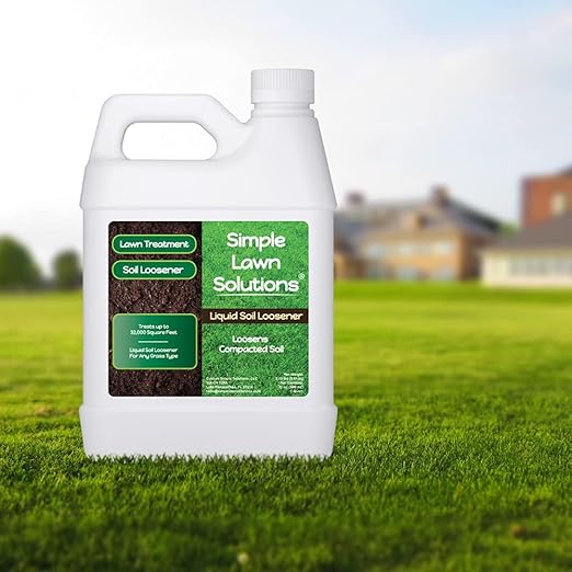 Liquid Soil Loosener- Soil Conditioner-Use alone or when Aerating with Mechanical Aerator or Core Aeration- Simple Lawn Solutions- Any Grass Type-Great for Compact Soils, Standing water, Poor Drainage