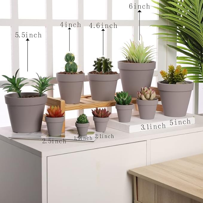 Yishang 2 inch Grey Small Terracotta Pots with Drainage Holes,Mini Clay Ceramic Pottery Planter,Cactus Flower Nursery Terra Cotta Pots, for Indoor/Outdoor Succulent Plants, Crafts(80 Pack)