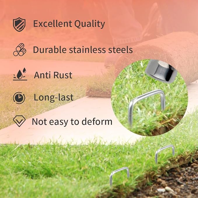 Landscape Staples, Galvanized Garden Stakes, U-Shaped Tent Stakes, 30 Pcs 6 Inch 11 Gauge Plant Cover Stakes, Anti-Rust Ground Sod Pins Yard Stakes for Landscape Weed Barrier Irrigation Tubing