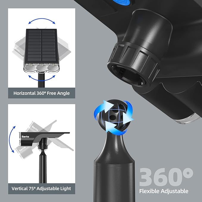 Barrina Solar Spot Lights Outdoor, WRGB 360° Horizontal Adjustable, Solar Lights Waterproof, Auto On/Off 36 LEDs Landscape Spotlights for Garden Patio Yard Pool, 2 Packs