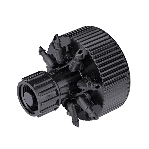 Raindrip 13800UB, Hydro-Port Adjustable Eight-Outlet Bubbler, Drip Irrigation Emitters for Drip Irrigation Gardening Systems, up to 30 GPH Per Outlet, 1/2-Inch FPT Inlet, Black/Blue