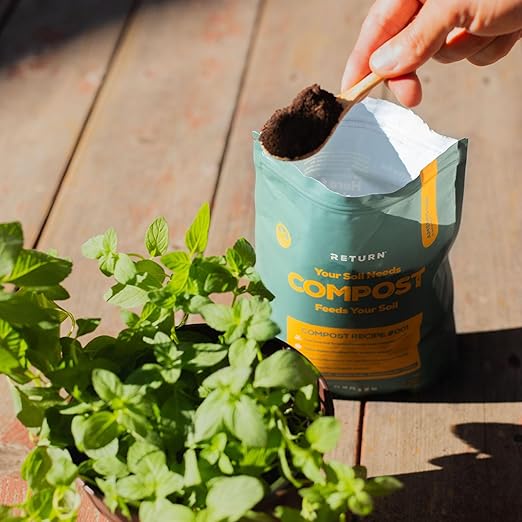 Return Organic Compost #001, 1-QT Pouch, Fertilizer for Indoor & Outdoor Garden Soil Beds, Plants & Vegetables, Potting Soil, Raised Beds, Lawns, Peat Free, OMRI Listed
