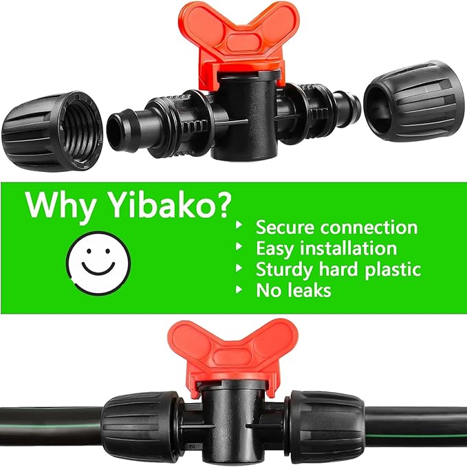 13 Pack Drip Irrigation Valve for 1/2 in Irrigation Tubing (1/2" Idx0.6-0.65" Od) Locked Barbed Ball Valve Drip Line Shut Off Valve Parts in Drip Irrigation Parts for Garden,16mm Drip Irrigation Parts