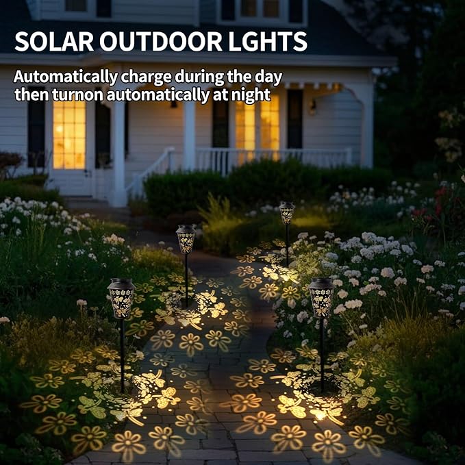 Solar Pathway Lights, Dragonfly Metal Copper Lantern for Yard, Garden, Walkway, Lawn and Patio Decor, Outdoor Waterproof Landscape Lighting Gifts for Women, Mom, Grandma