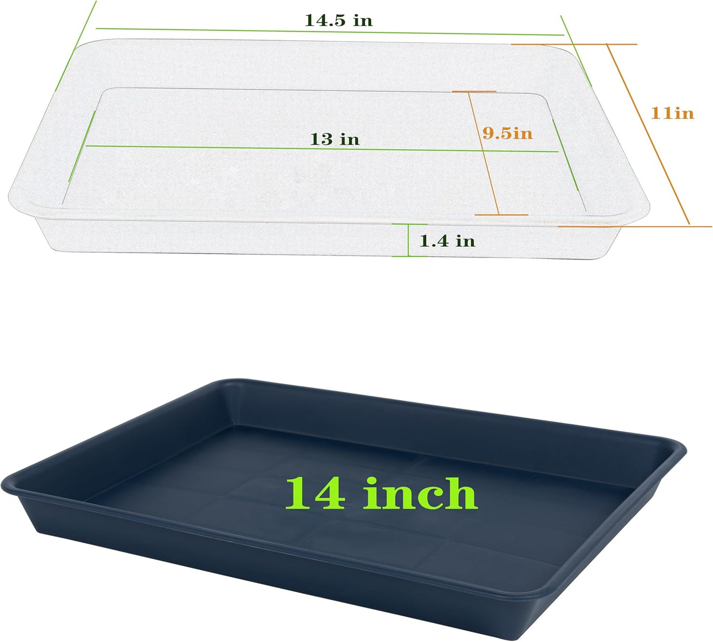 Rectangle Plant Tray, Plant Drip Tray, Plant Pot Saucers, Plant Germination Trays, Plant Saucers, 14.5'' x 11'' x 1.5'' (4 pack), Blue