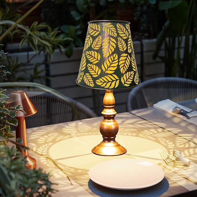 Pearlstar Solar Table Lamps - Leaf Garden Waterproof Cordless Solar Table Lamps for Patio Garden Pathway Yard